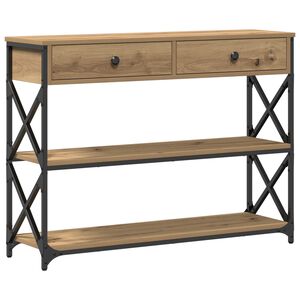 vidaXL Konsol Bord artisan eg 100 x 28 x 75 cm Laminat tr&aelig; og metal