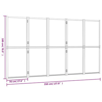 vidaXL 5-panels rumdeler 350x180 cm cremefarvet