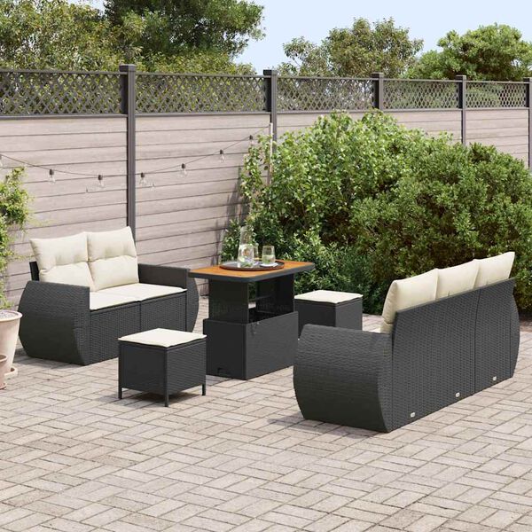 vidaXL Havesofa S&aelig;t 8 pcs Sort polyrattan