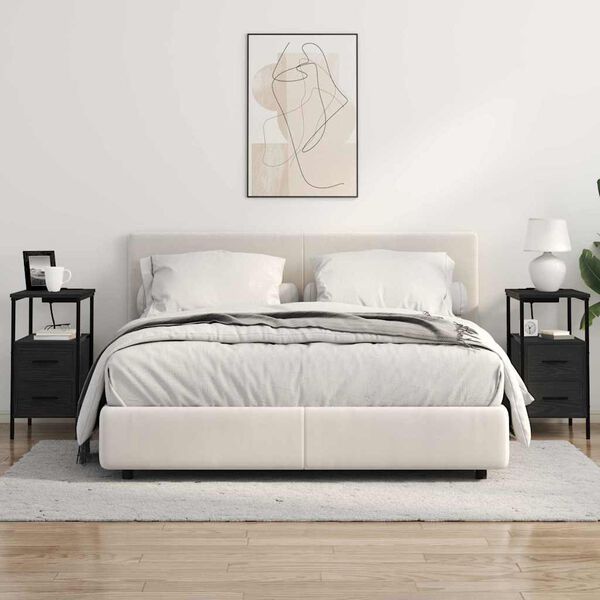 vidaXL Natskab med skuffe Sort eg 30 x 48 x 61 cm Konstrueret tr&aelig;