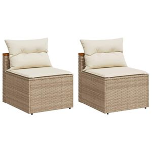 vidaXL sofamoduler til haven 2 stk. med hynder polyrattan beige