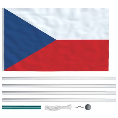 vidaXL tjekkisk flag og flagstang 6,2 m aluminium