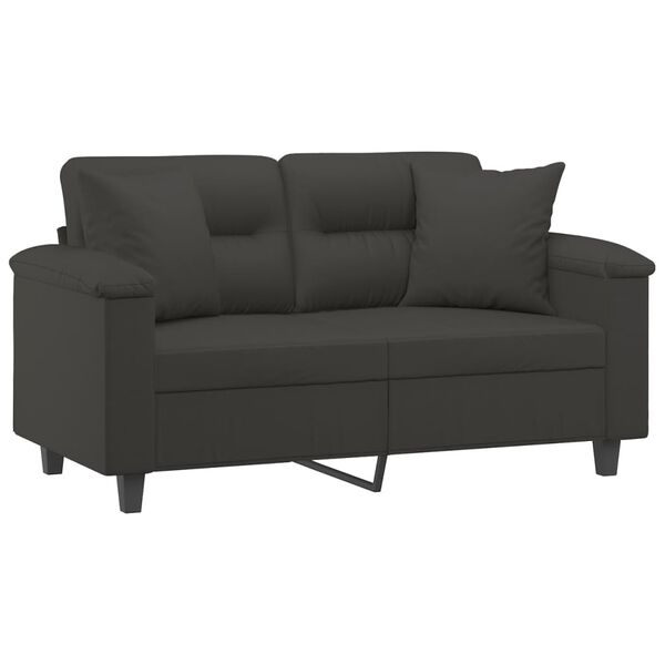 vidaXL 2-personers sofa m. puder hynder 120 cm mikrofiberstof m&oslash;rkegr&aring;