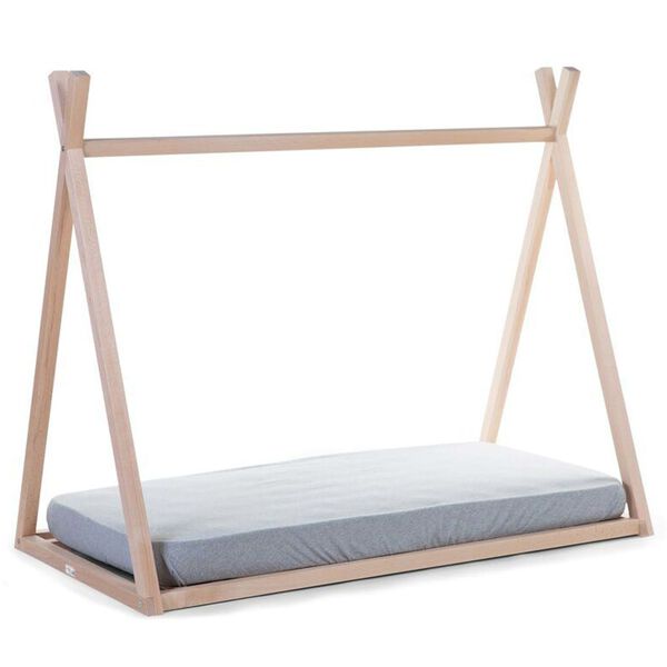 CHILDHOME tipiformet sengestel 70x140 cm tr&aelig; naturfarvet