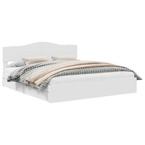 vidaXL Opbevaringsseng med skuffe Hvid 200 x 200 cm Konstrueret tr&aelig;