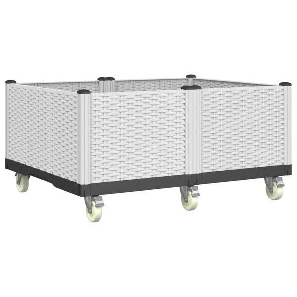 vidaXL plantekasse med hjul 100x80x54 cm PP hvid