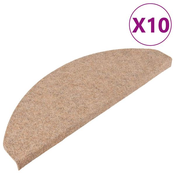 vidaXL selvklæbende trappemåtter 10 stk. 65x22,5x3,5 cm beige