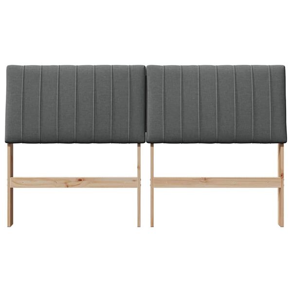 vidaXL Polstret sengegavl M&oslash;rkegr&aring; 150 cm Massiv fyrretr&aelig;