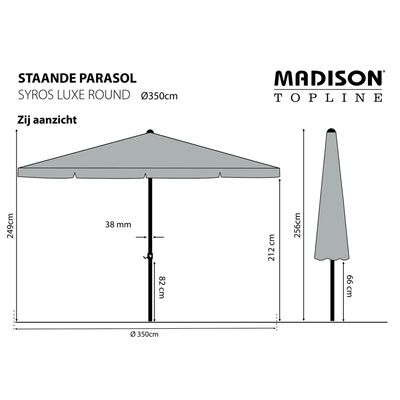Madison parasol Syros Luxe 350 cm rund gråbrun
