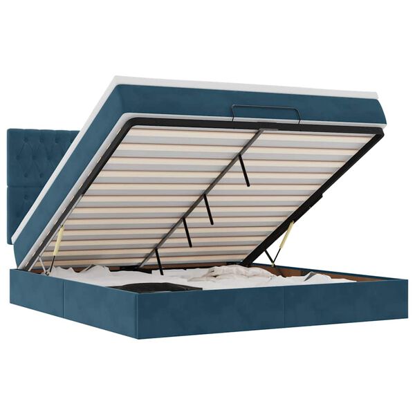 vidaXL osmannisk sengeramme med madrasser 180x200 cm fl&oslash;jl m&oslash;rkebl&aring;