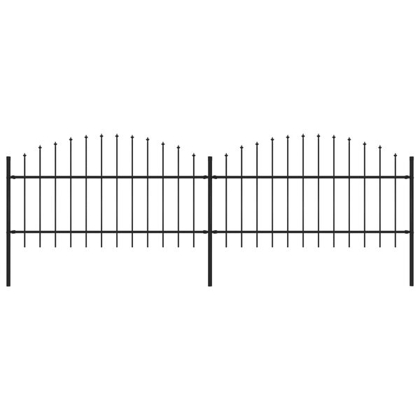 vidaXL havehegn med spydtop st&aring;l 359x125 cm sort