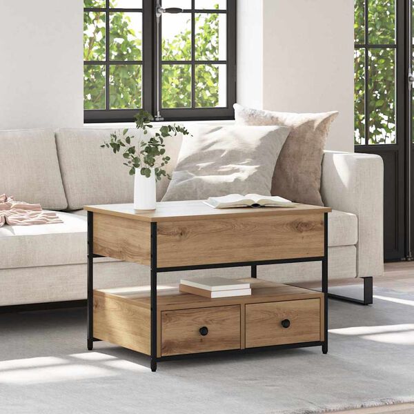 vidaXL Sofabord Artisan Egetr&aelig; 70 x 50 x 54,5 cm Konstrueret tr&aelig;