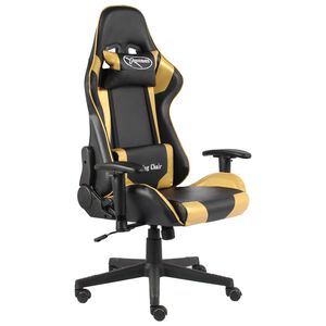 vidaXL drejelig gamingstol PVC guldfarvet