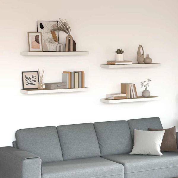 vidaXL v&aelig;ghylder 4 stk. 80x23,5x3,8 cm MDF egetr&aelig;sfarve og hvid