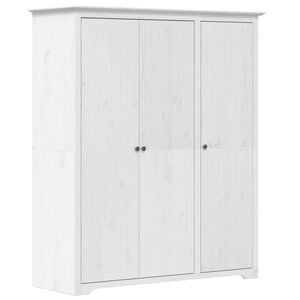 vidaXL kl&aelig;deskab BODO 146x53,5x173 cm massivt fyrretr&aelig; hvid