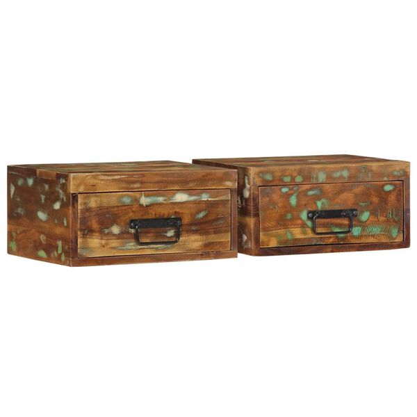 vidaXL væghængte sengeborde 2 stk. massivt genbrugstræ