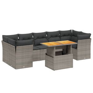 vidaXL sofas&aelig;t til haven 8 dele med hynder polyrattan gr&aring;
