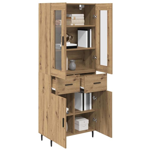 vidaXL Highboard med skuffe 2 pcs Artisan Egetr&aelig; Konstrueret tr&aelig;