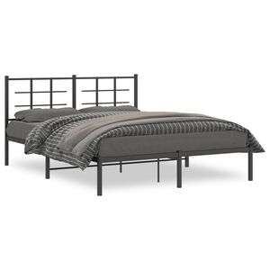 vidaXL sengeramme med sengegavl 160x200 cm metal sort