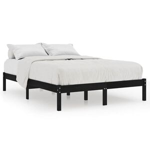 vidaXL sengeramme 200x200 cm massivt fyrretr&aelig; sort