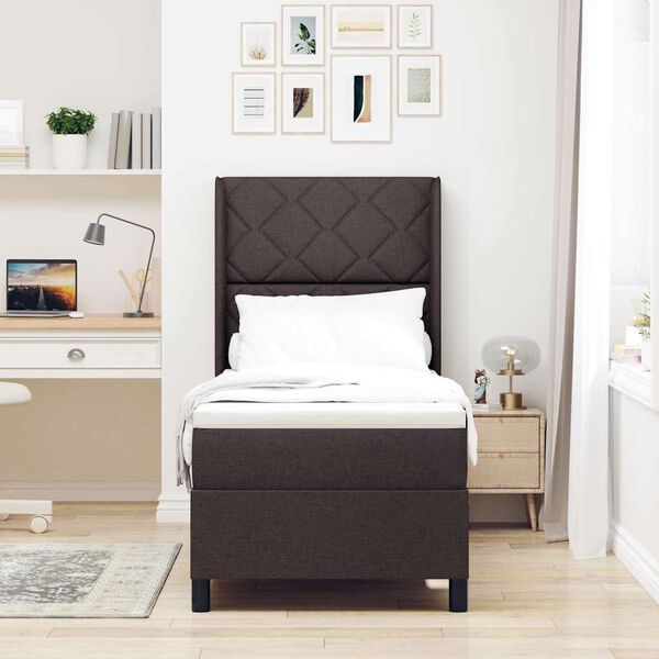 vidaXL Box spring seng med madras M&oslash;rkebrun 80 x 200 cm Stof