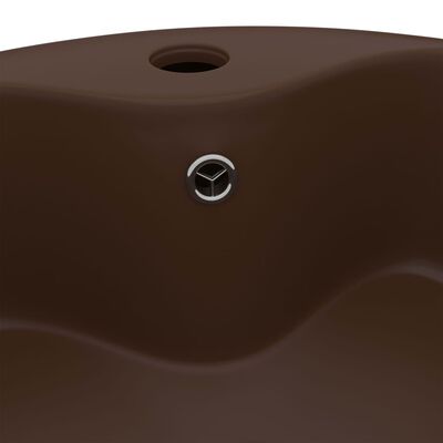 vidaXL luksuriøs håndvask med overløb 36x13 cm keramik mat mørkebrun