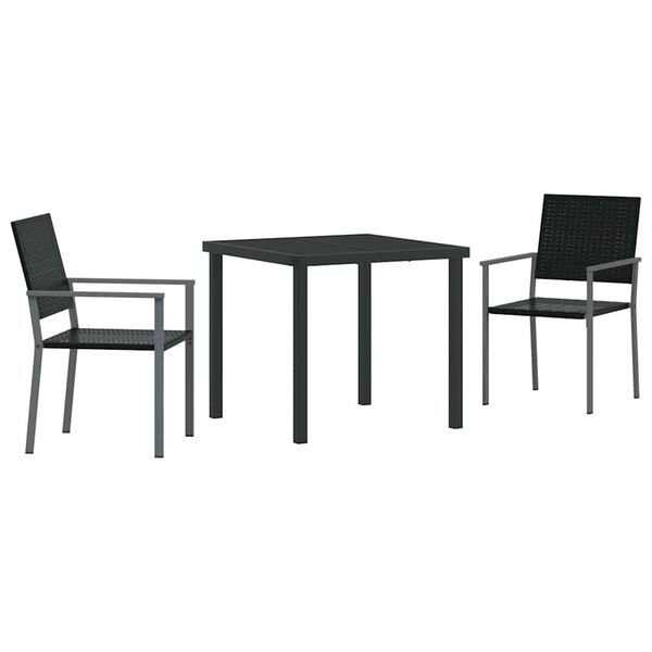 vidaXL Have Spisebordss&aelig;t 3 pcs Sort PE Rattan