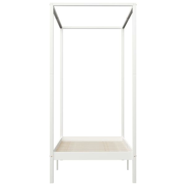 vidaXL sengestel til himmelseng 100 x 200 cm massivt fyrretræ hvid