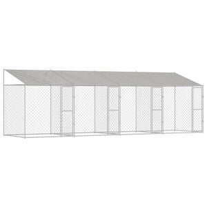 vidaXL Hundebur med tag S&oslash;lv 800 x 200 x 256 cm St&aring;l og PE