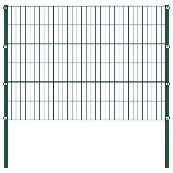 vidaXL hegnspanel med stolper jern 349x120 cm gr&oslash;n