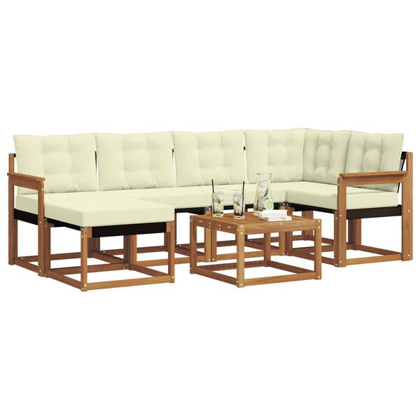 vidaXL Udend&oslash;rs sofagruppe med pude 7 pcs Naturlig og Fl&oslash;de