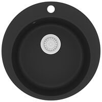 vidaXL køkkenvask enkelt vask rund granit sort
