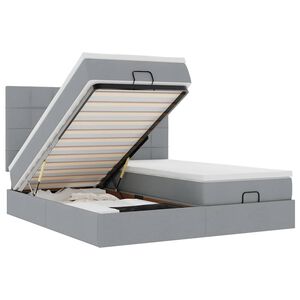 vidaXL osmannisk sengeramme med madrasser 180x200 cm stof lysegr&aring;