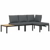 vidaXL sofas&aelig;t til haven 3 dele med hynder aluminium sort