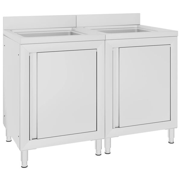 vidaXL kommerciel køkkenvask med skabe 2 stk. rustfrit stål