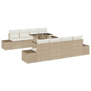 vidaXL Havesofa S&aelig;t med pude med opbevaring 9 pcs Beige og creme