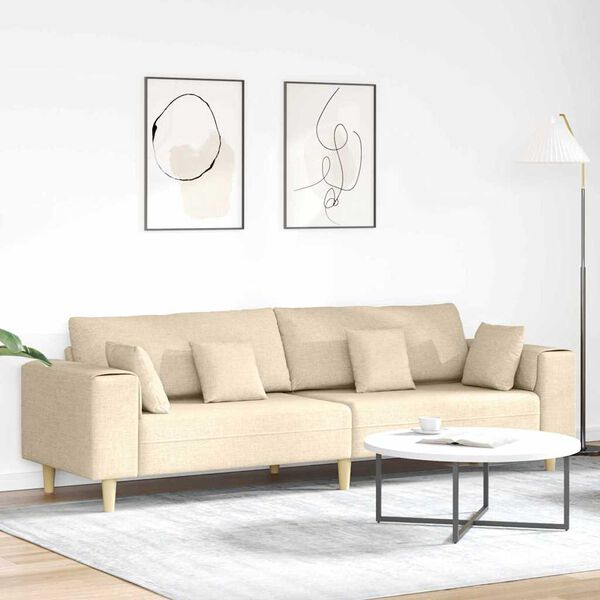 vidaXL Sofa med pude Creme 250 x 77 x 76 cm Stof