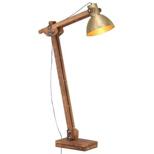 vidaXL gulvlampe E27 massivt mangotr&aelig; messingfarvet