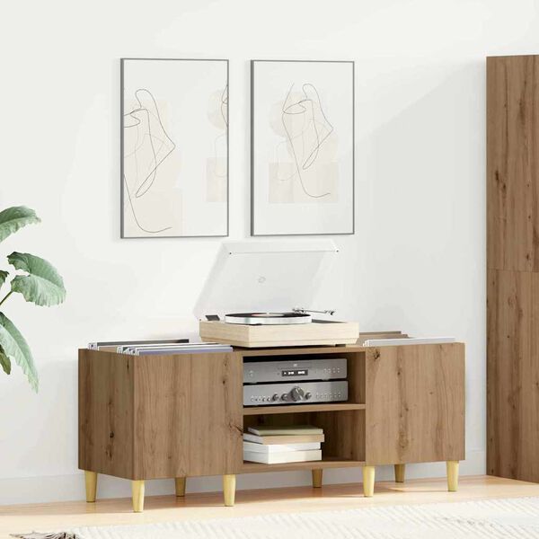 vidaXL Pladeskab Artisan Egetr&aelig; 121 x 38 x 48 cm Konstrueret tr&aelig;