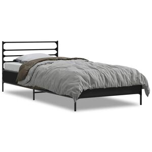 vidaXL sengeramme 100x200 cm konstrueret tr&aelig; og metal sort