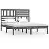 vidaXL sengeramme 135x190 cm dobbelt massivt fyrretr&aelig; gr&aring;