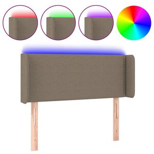 vidaXL sengegavl med LED-lys 93x16x78/88 cm stof gr&aring;brun