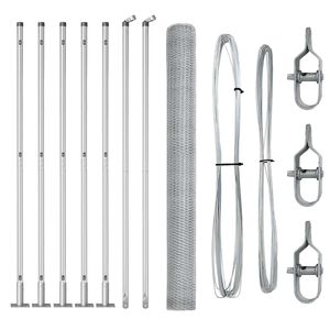 vidaXL Hexagonal hegn med betonbund 10 x 1,4 m Galvaniseret st&aring;l S&oslash;lv