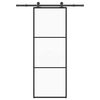 vidaXL skyded&oslash;r med hardwares&aelig;t 76x205 cm sikkerhedsglas aluminium