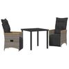 vidaXL Have Spisebordss&aelig;t 3 stk. Gr&aring; polyrattan