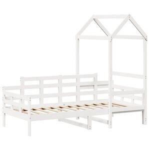 vidaXL daybed med tag 80x200 cm massivt fyrretr&aelig; hvid