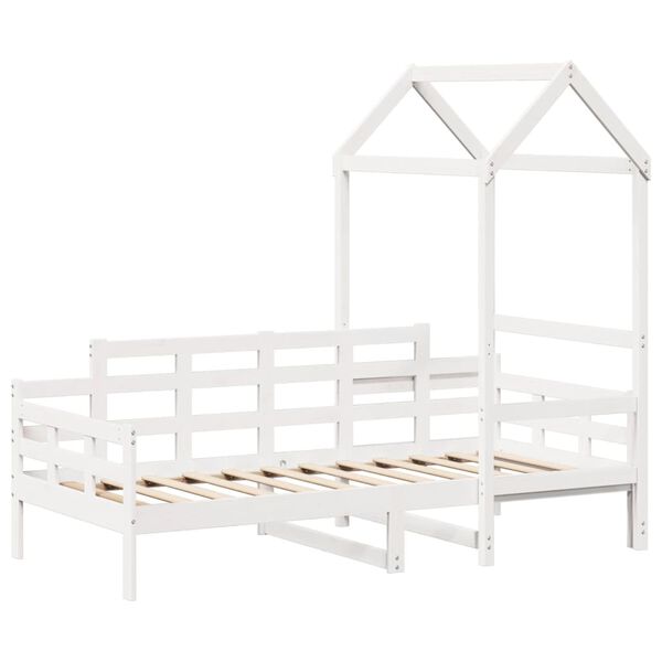 vidaXL daybed med tag 80x200 cm massivt fyrretræ hvid