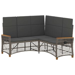 vidaXL Havem&oslash;bel-set med reclining sofa Gr&aring; og M&oslash;rkegr&aring; polyrattan