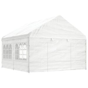 vidaXL pavillon med tag 4,46x4,08x3,22 m polyethylen hvid
