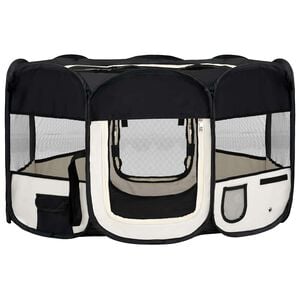 vidaXL foldbar hundeg&aring;rd med b&aelig;retaske 145x145x61 cm sort